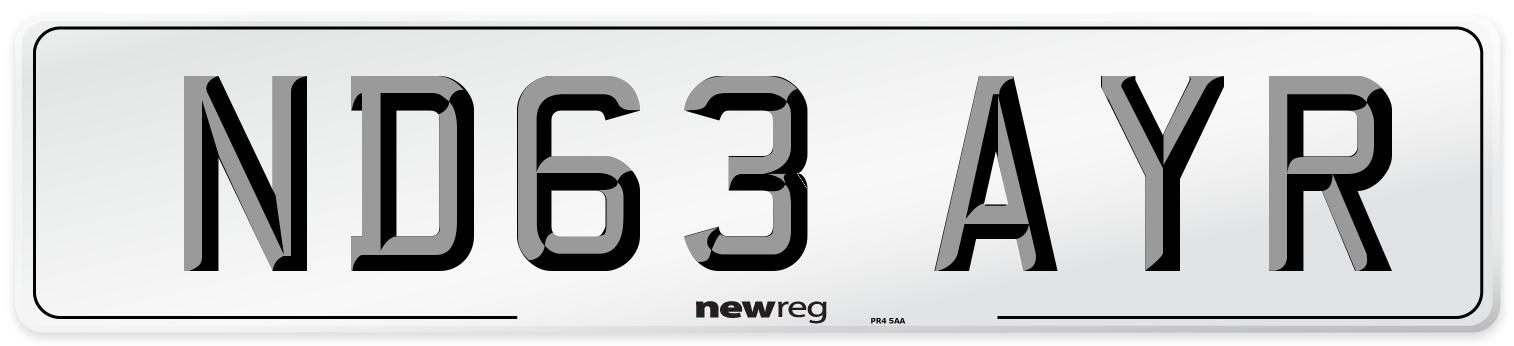 ND63 AYR Number Plate from New Reg